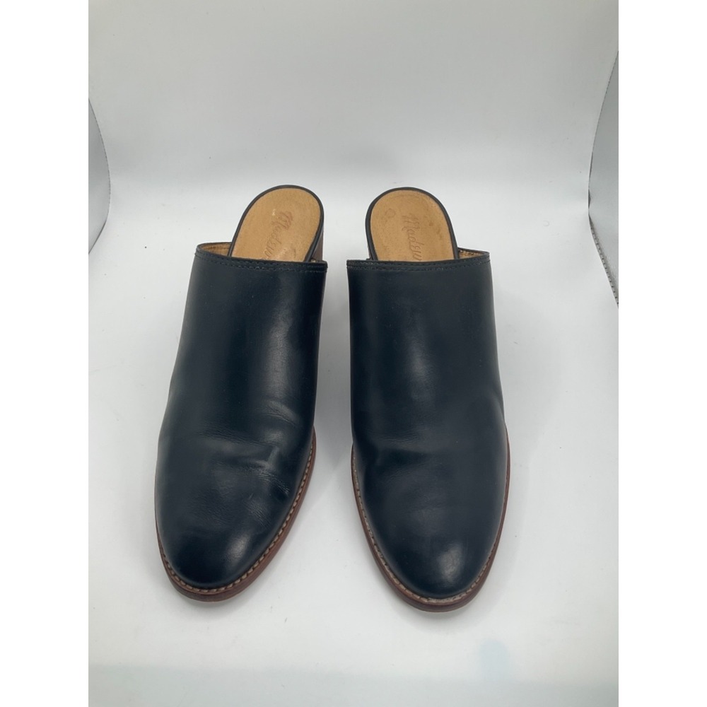 Madewell The Harper Black Leather Pointed Toe Block Heel Minimalist Size 7.5 - Picture 2 of 15